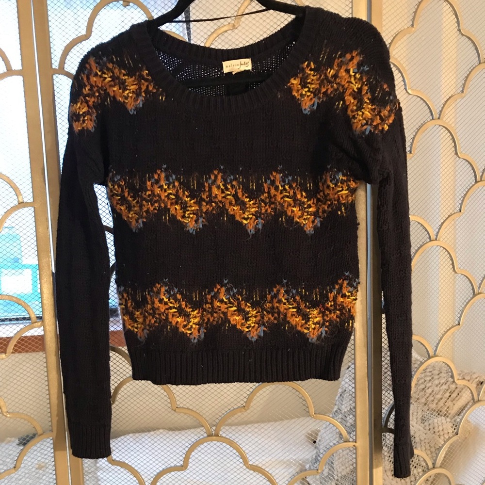 Maison Jules Cropped navy knit sweater, size XS